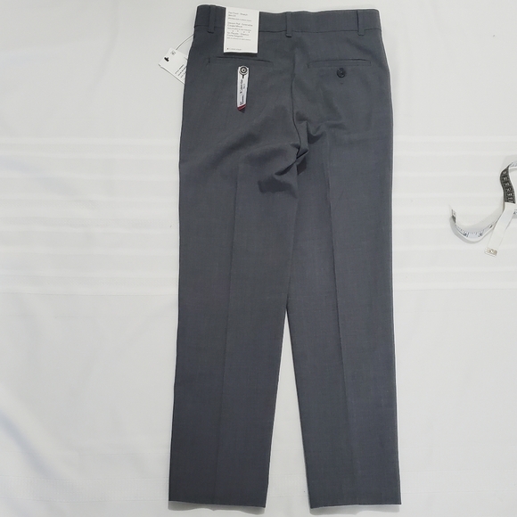 NWT Calvin Klein Boys Flat Front-Stretch Slim Fit Dress Pants Oxford Grey - Picture 6 of 8